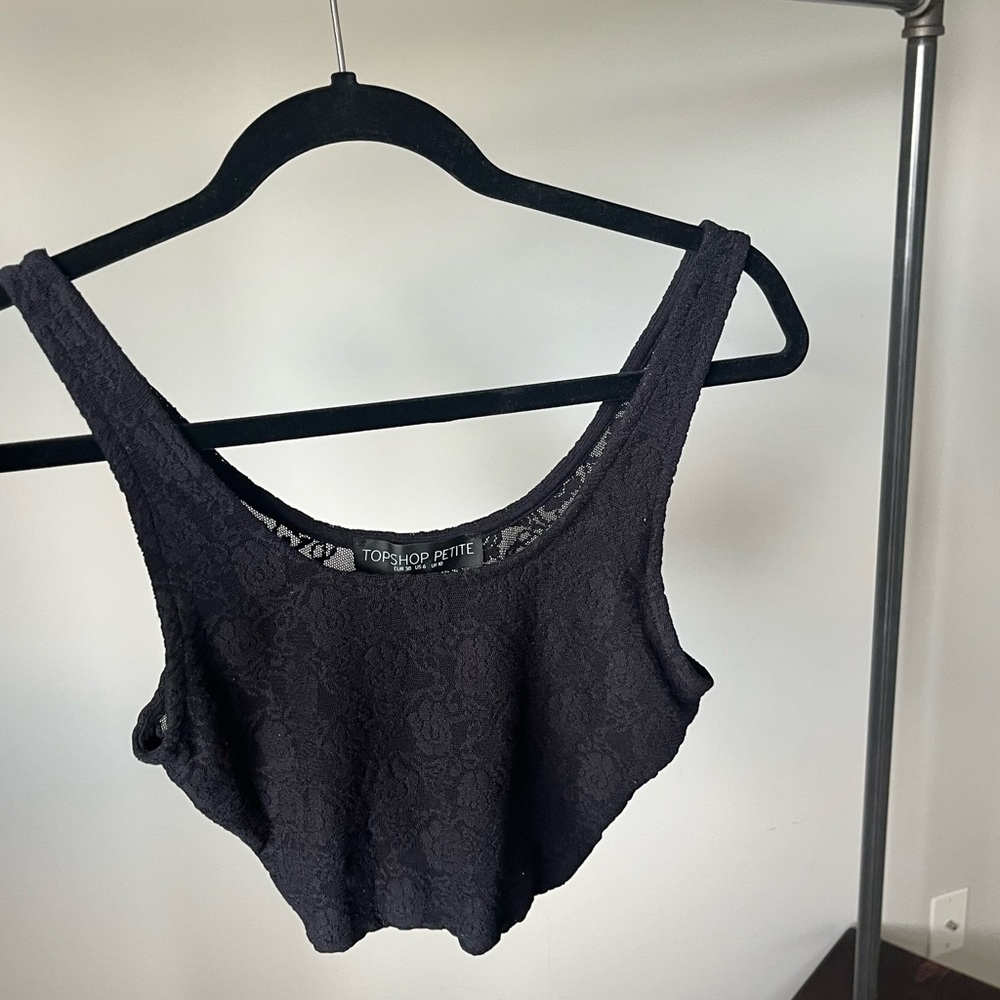 Black lace crop top